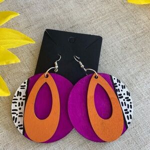 Purple and Orange Statement Earrings